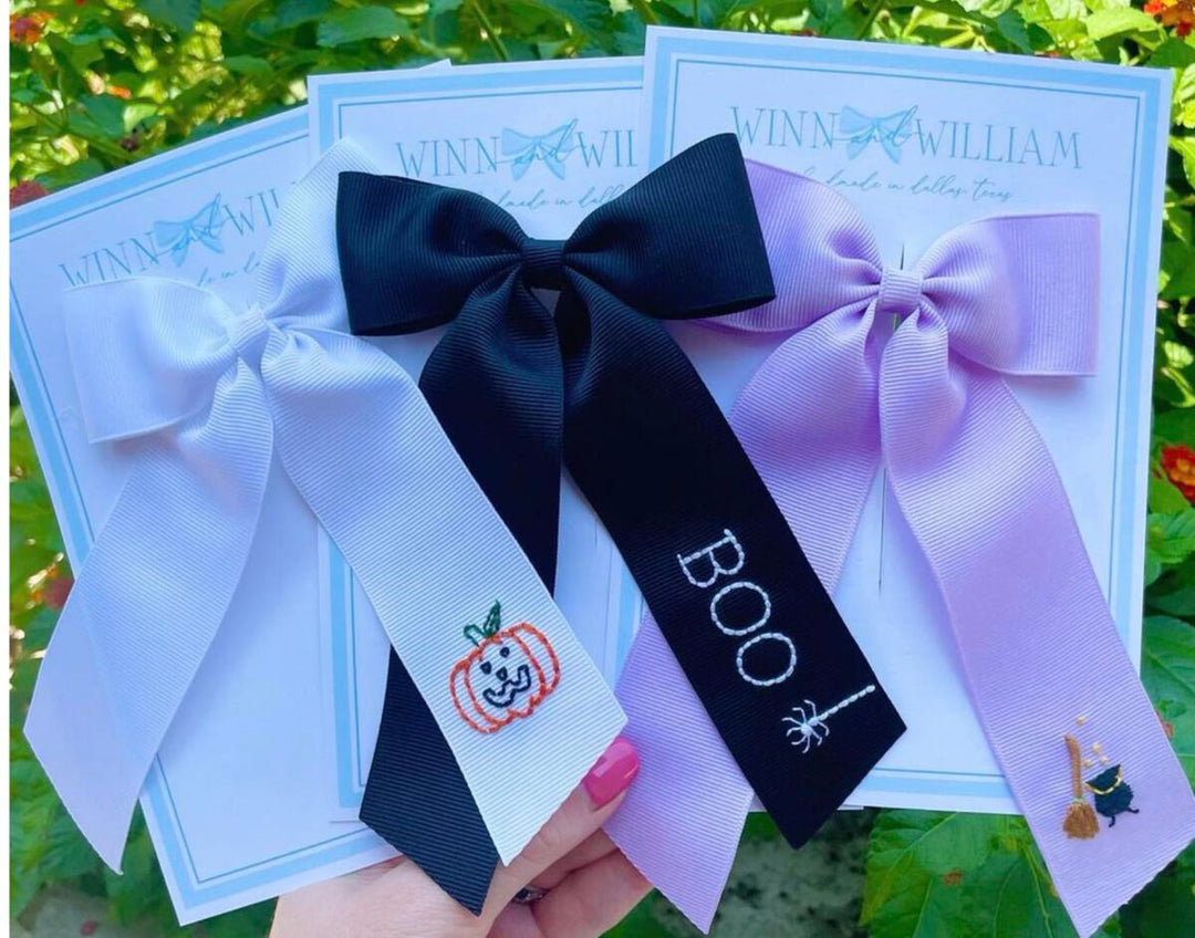 Hand Embroidered Halloween Bows *PRE ORDER*