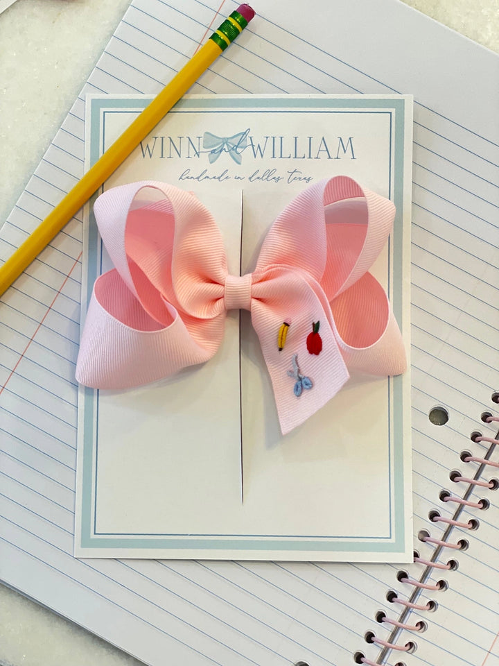 Hand Embroidered Back to School Bows