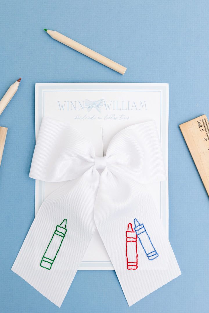 Hand Embroidered Back to School Bows