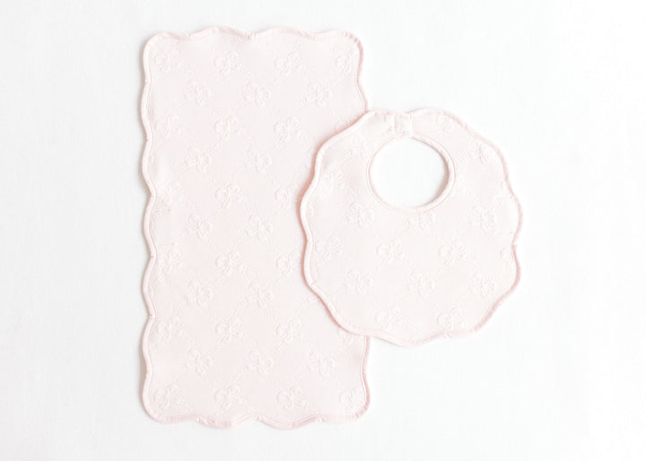 Pink Bows Bib & Burp Cloth Set