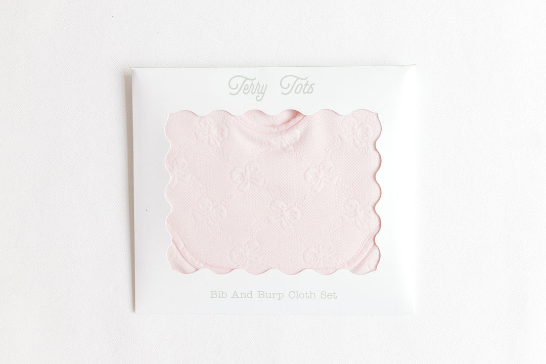 Pink Bows Bib & Burp Cloth Set
