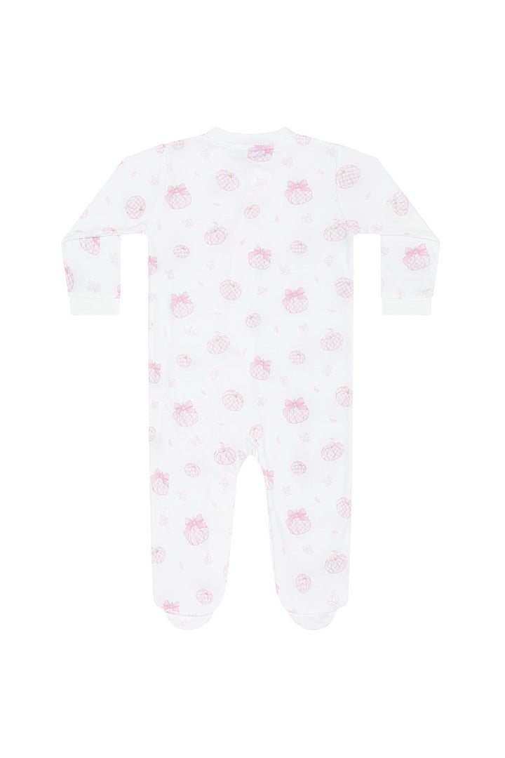 Pink Pumpkin Patch Zipper Footie