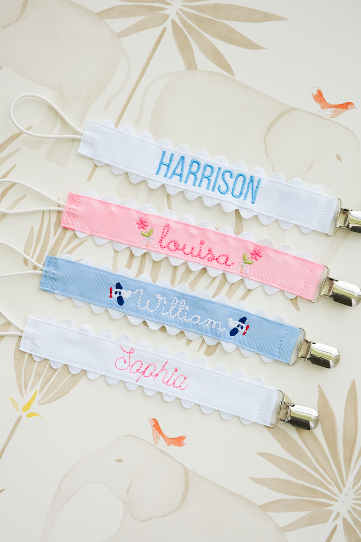 Personalized Ric Rac Pacifier Clip
