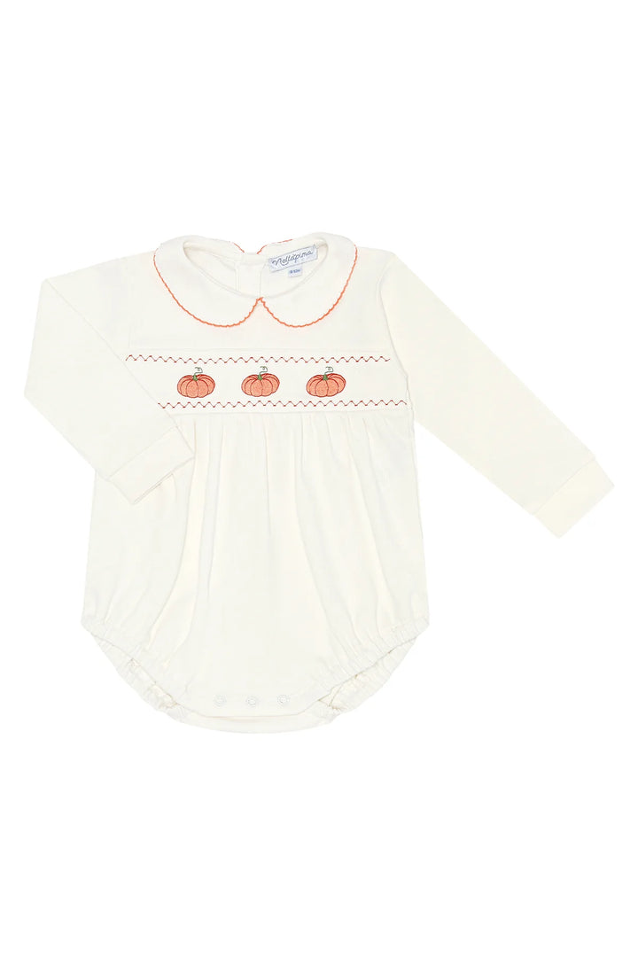Ivory Pumpkin Patch Embroidered Bubble LS