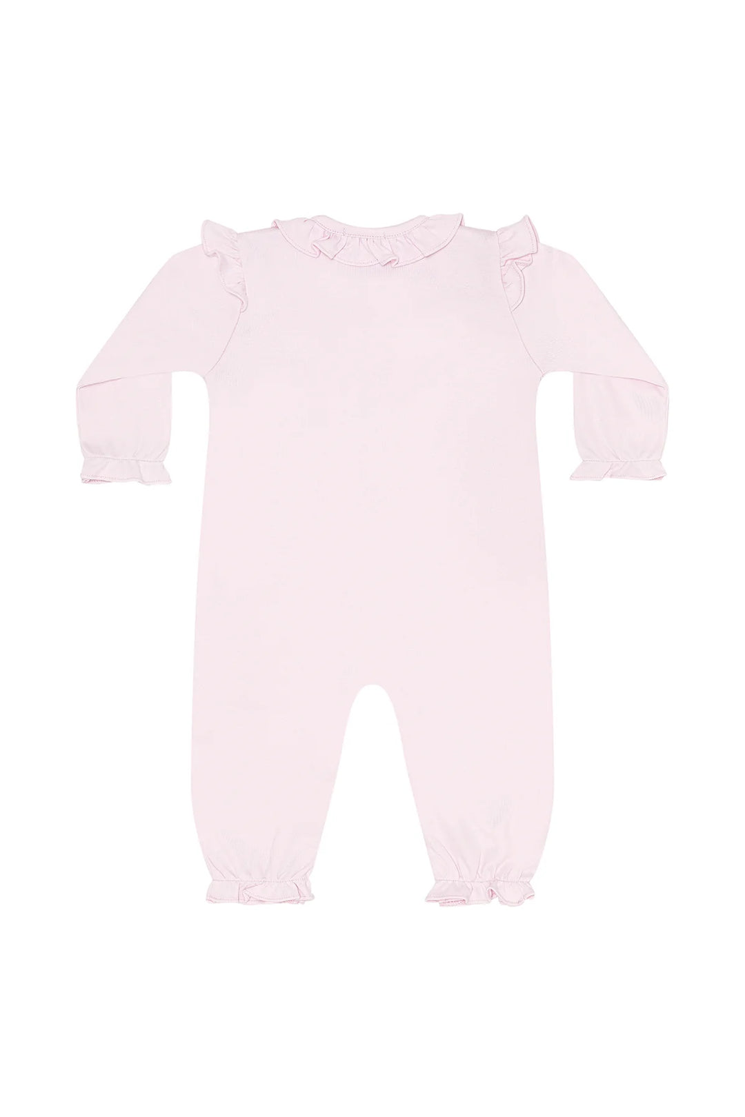 Pink Pumpkin Patch Embroidered Romper LS