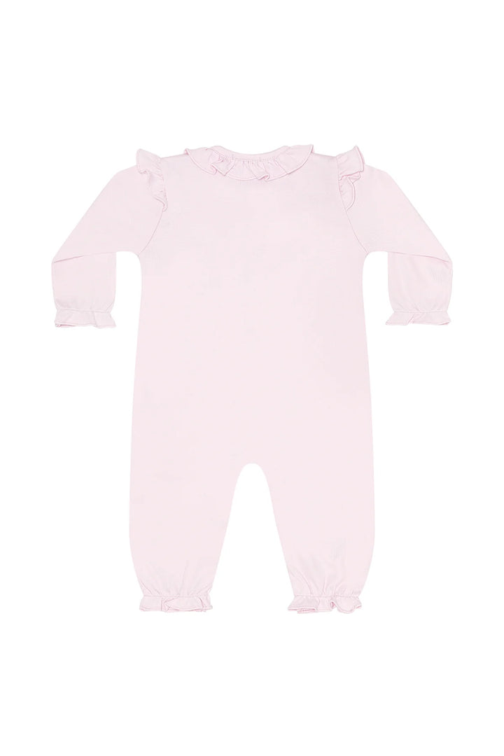 Pink Pumpkin Patch Embroidered Romper LS