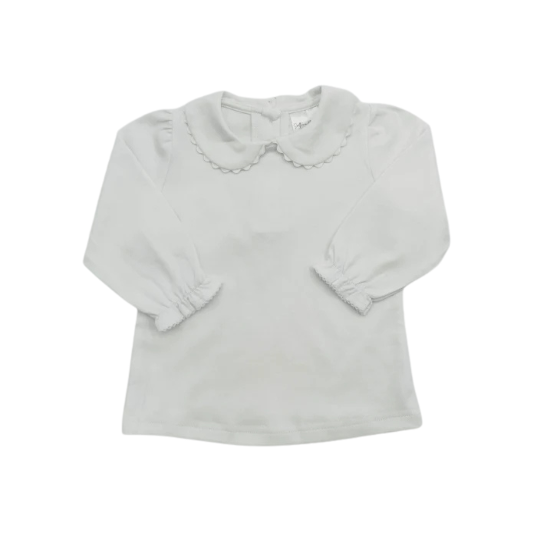 Long Sleeve Shirt with Picot Trim Collar
