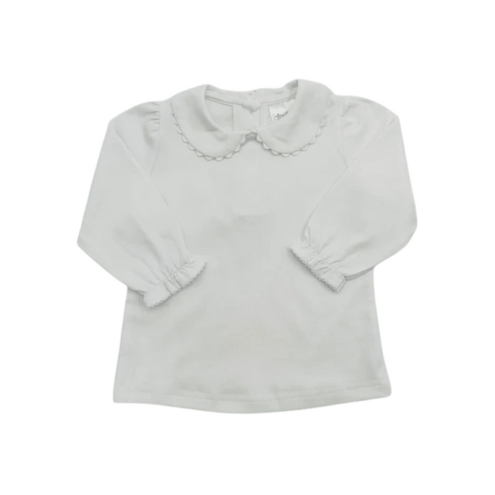 Long Sleeve Shirt with Picot Trim Collar