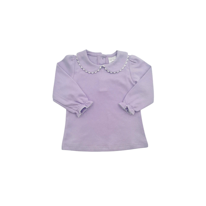 Long Sleeve Shirt with Picot Trim Collar