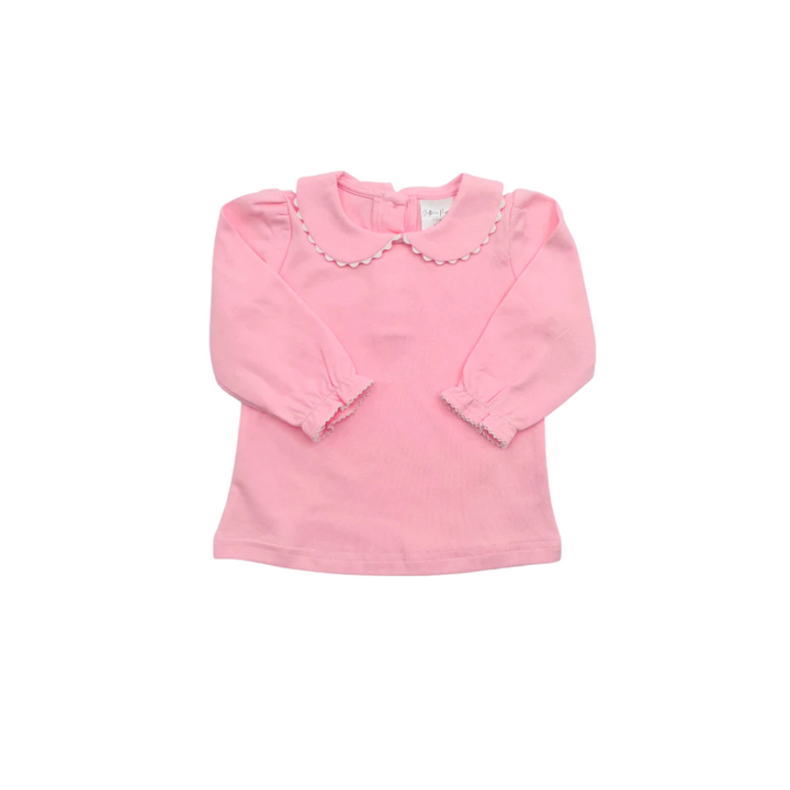 Long Sleeve Shirt with Picot Trim Collar