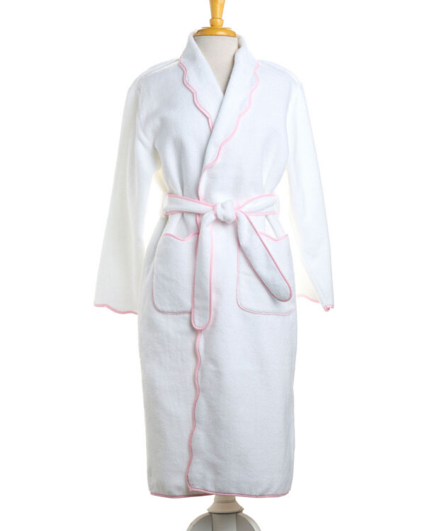Women’s Luxe Bathrobe- Pink Scallops