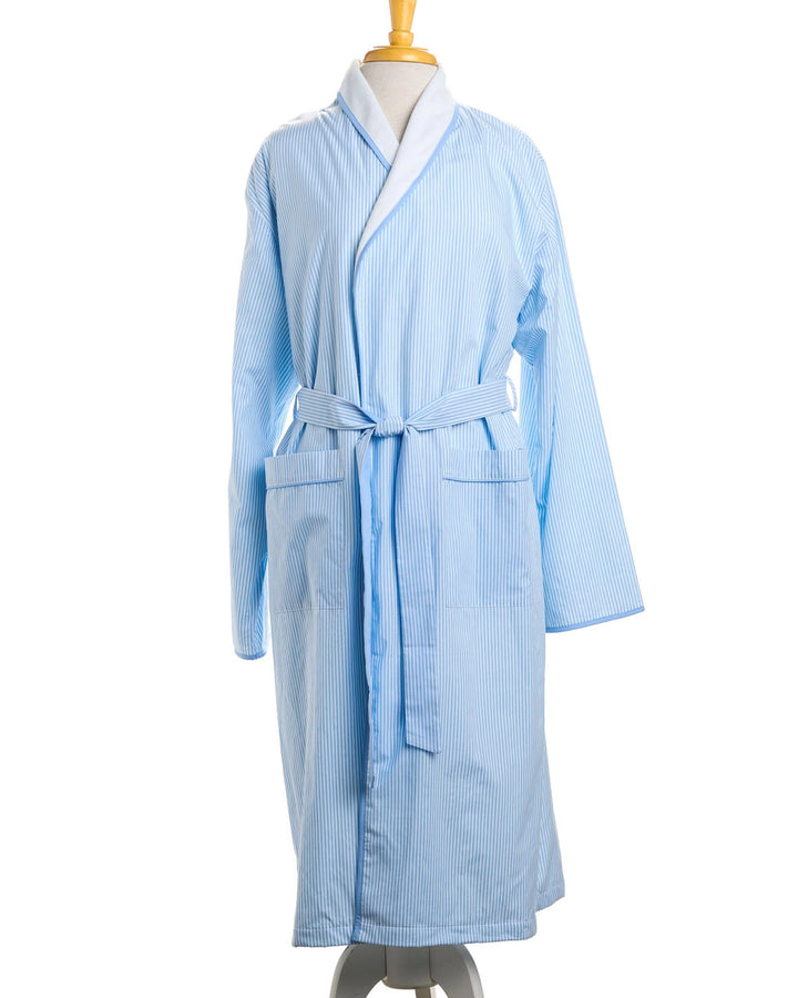 Women’s Luxe Bathrobe-Bleu Pinstripe