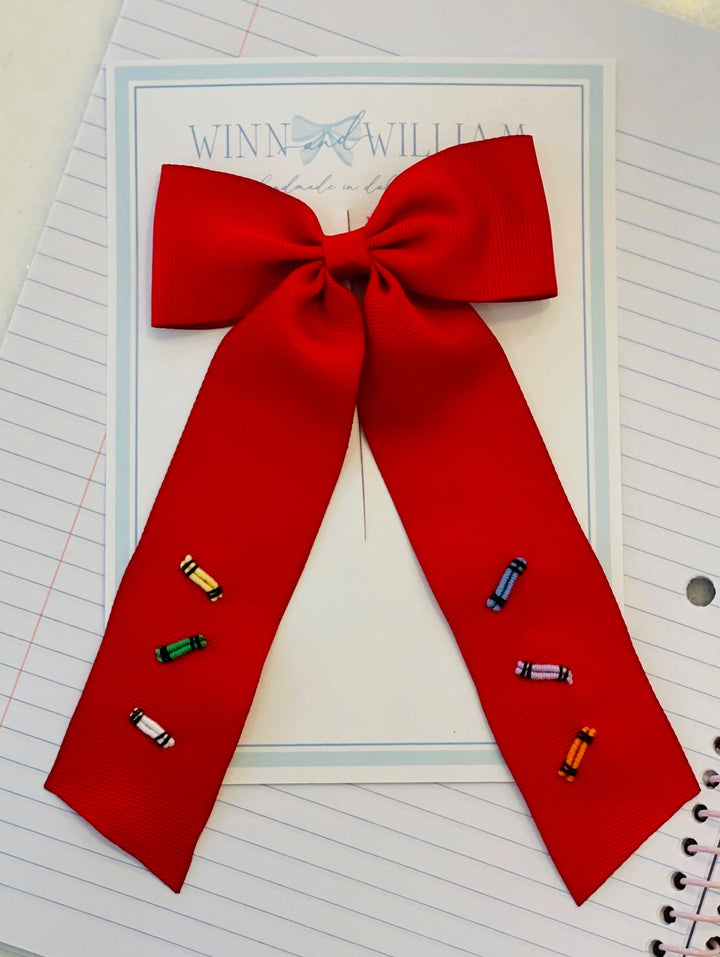Hand Embroidered Back to School Bows