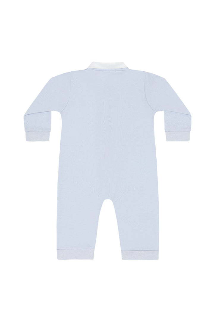 Blue Pumpkin Patch Embroidered Romper LS