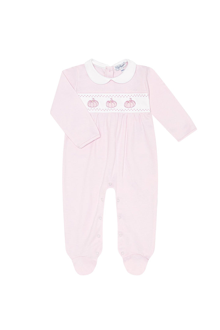 Pink Pumpkin Patch Embroidered Footie