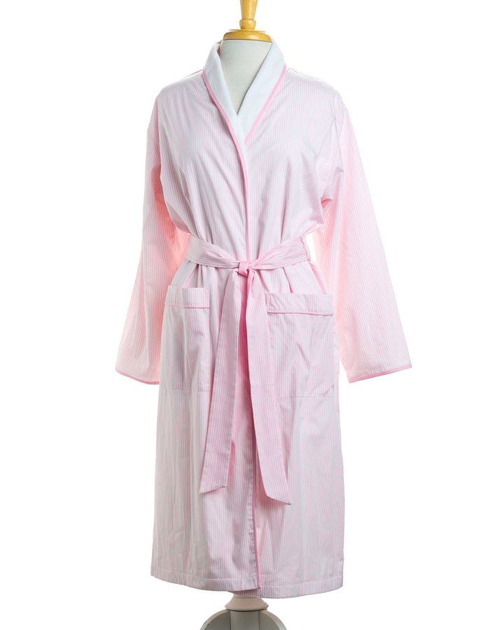 Women’s Luxe Bathrobe-Pink Pinstripe