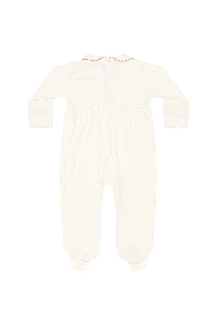 Ivory Pumpkin Patch Embroidered Footie
