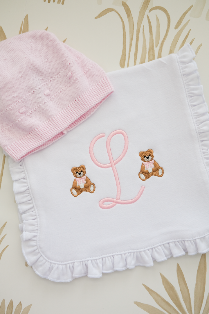 White Ruffle Burp Cloth