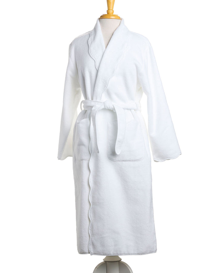 Women’s Luxe Bathrobe- White Scallops